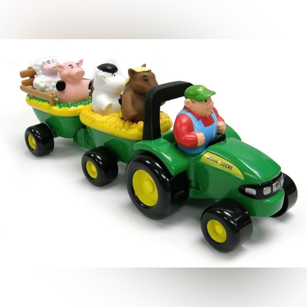 John Deere Green Farm Tractor Toy with Animals